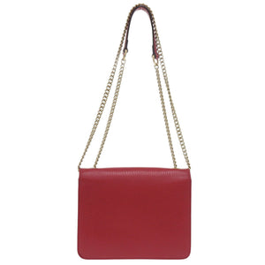 美品 グッチ インターロッキングG チェーンショルダーバッグ 510304203998 レザー レッド 1068【中古】GUCCI