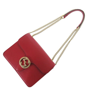 美品 グッチ インターロッキングG チェーンショルダーバッグ 510304203998 レザー レッド 1068【中古】GUCCI