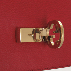 美品 グッチ インターロッキングG チェーンショルダーバッグ 510304203998 レザー レッド 1068【中古】GUCCI