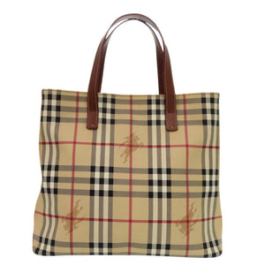 美品 バーバリー シャドーホース ノバチェック PVC レザー ベージュ ブラウン ハンドバッグ 1075【中古】BURBERRY