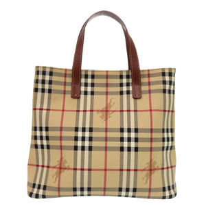 美品 バーバリー シャドーホース ノバチェック PVC レザー ベージュ ブラウン ハンドバッグ 1075【中古】BURBERRY