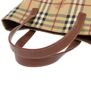 美品 バーバリー シャドーホース ノバチェック PVC レザー ベージュ ブラウン ハンドバッグ 1075【中古】BURBERRY