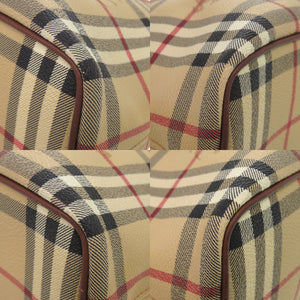 美品 バーバリー シャドーホース ノバチェック PVC レザー ベージュ ブラウン ハンドバッグ 1075【中古】BURBERRY