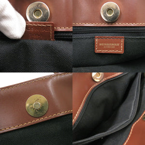 美品 バーバリー シャドーホース ノバチェック PVC レザー ベージュ ブラウン ハンドバッグ 1075【中古】BURBERRY