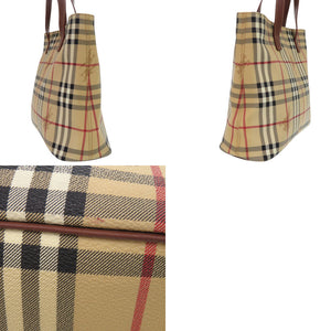 美品 バーバリー シャドーホース ノバチェック PVC レザー ベージュ ブラウン ハンドバッグ 1075【中古】BURBERRY
