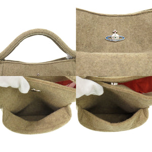 美品 ヴィヴィアンウエストウッド V.M.MOON ムーン ウールハンドバッグ 3202V-0 ベージュ 1108【中古】Vivienne Westwood