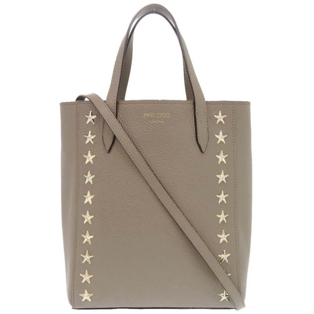美品 ジミーチュウ 2WAY スタースタッズ レザー グレージュ ハンドバッグ 1110【中古】JIMMY CHOO