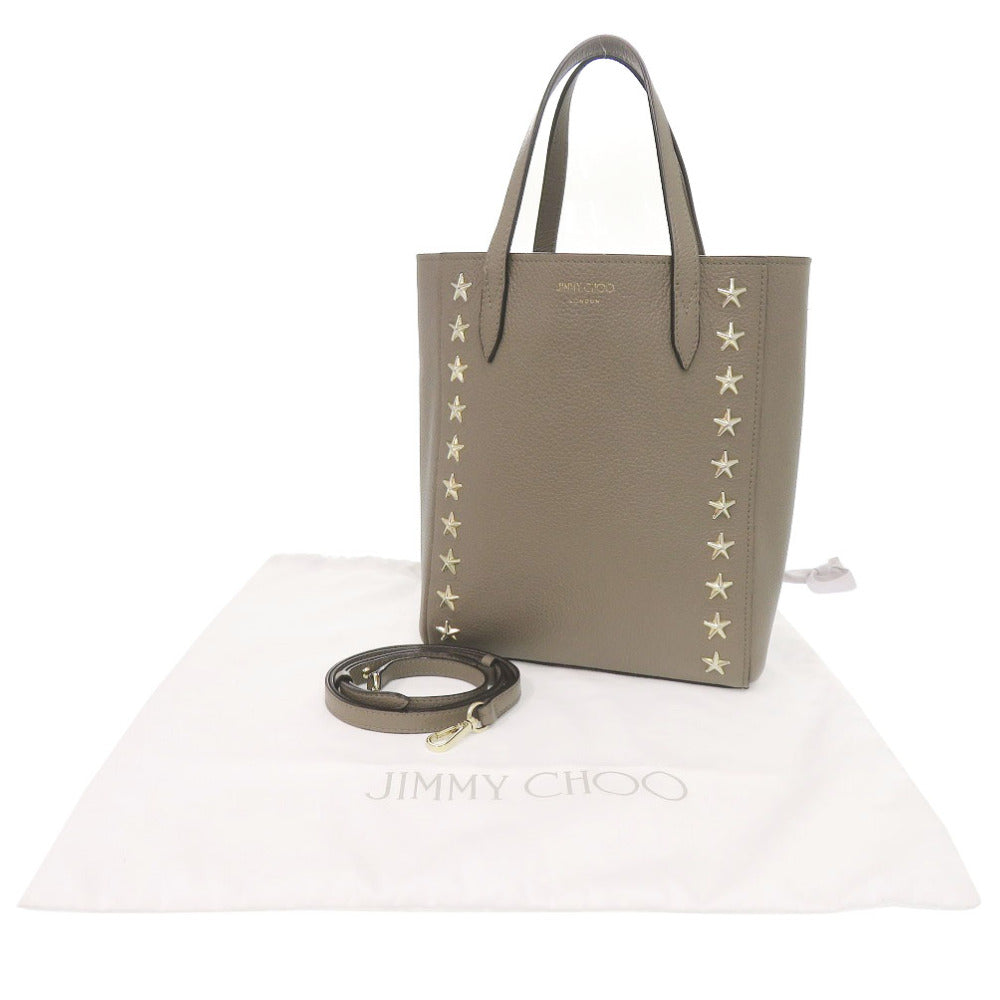 美品 ジミーチュウ 2WAY スタースタッズ レザー グレージュ ハンドバッグ 1110【中古】JIMMY CHOO