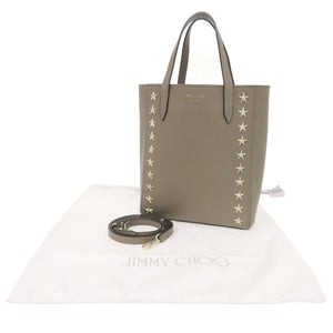 美品 ジミーチュウ 2WAY スタースタッズ レザー グレージュ ハンドバッグ 1110【中古】JIMMY CHOO