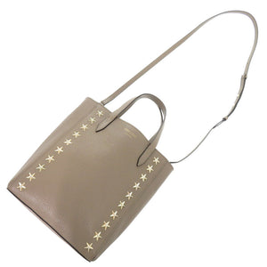 美品 ジミーチュウ 2WAY スタースタッズ レザー グレージュ ハンドバッグ 1110【中古】JIMMY CHOO