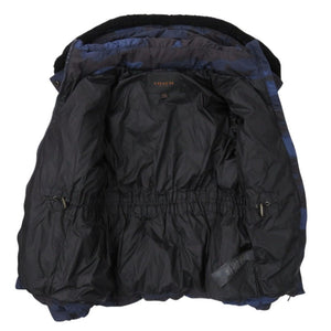 美品 コーチ カモフラージュ 迷彩柄 ダウン ブルー ダウンジャケット 青 1119【中古】COACH