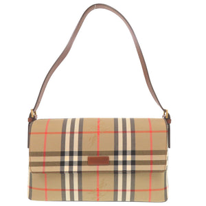 新品同様 バーバリー ヴィンテージ チェック シャドーホース キャンバス レザー ベージュ ブラウン ワンショルダーバッグ ショルダーバッグ 1213【中古】BURBERRY