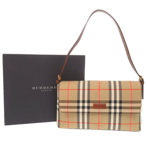 新品同様 バーバリー ヴィンテージ チェック シャドーホース キャンバス レザー ベージュ ブラウン ワンショルダーバッグ ショルダーバッグ 1213【中古】BURBERRY