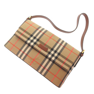新品同様 バーバリー ヴィンテージ チェック シャドーホース キャンバス レザー ベージュ ブラウン ワンショルダーバッグ ショルダーバッグ 1213【中古】BURBERRY