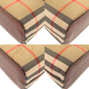 新品同様 バーバリー ヴィンテージ チェック シャドーホース キャンバス レザー ベージュ ブラウン ワンショルダーバッグ ショルダーバッグ 1213【中古】BURBERRY