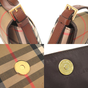 新品同様 バーバリー ヴィンテージ チェック シャドーホース キャンバス レザー ベージュ ブラウン ワンショルダーバッグ ショルダーバッグ 1213【中古】BURBERRY