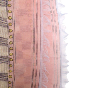 美品 ルイ ヴィトン エトール トランク M70744 コットン ダミエアズール ピンク ブルー イエロー ショール LV 1224【中古】LOUIS VUITTON