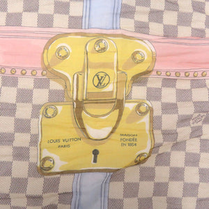 美品 ルイ ヴィトン エトール トランク M70744 コットン ダミエアズール ピンク ブルー イエロー ショール LV 1224【中古】LOUIS VUITTON