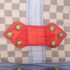 美品 ルイ ヴィトン エトール トランク M70744 コットン ダミエアズール ピンク ブルー イエロー ショール LV 1224【中古】LOUIS VUITTON