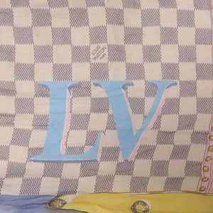 美品 ルイ ヴィトン エトール トランク M70744 コットン ダミエアズール ピンク ブルー イエロー ショール LV 1224【中古】LOUIS VUITTON