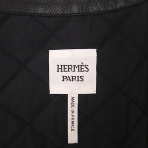 新品同様 エルメス セリエボタン カシミヤ ヤギ革 ブラック ノースリーブベスト 1229【中古】HERMES