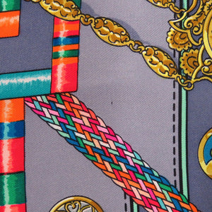 美品 エルメス カレ90 petite main お針子さん シルク ネイビー ゴールド マルチカラー スカーフ 1232【中古】HERMES