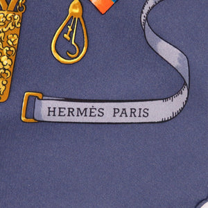 美品 エルメス カレ90 petite main お針子さん シルク ネイビー ゴールド マルチカラー スカーフ 1232【中古】HERMES