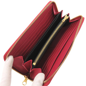 未使用 ロエベ アナグラム レザー レッド 長財布 赤 1240【中古】LOEWE