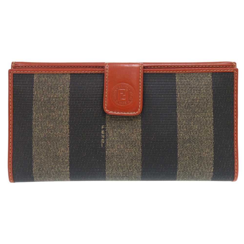 美品 フェンディ ペカン Wホック 二つ折り長財布 2804 1339 B078 レザー ゴールド ブラウン 1241【中古】FENDI