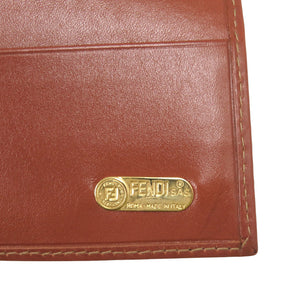 美品 フェンディ ペカン Wホック 二つ折り長財布 2804 1339 B078 レザー ゴールド ブラウン 1241【中古】FENDI