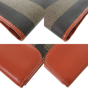 美品 フェンディ ペカン Wホック 二つ折り長財布 2804 1339 B078 レザー ゴールド ブラウン 1241【中古】FENDI