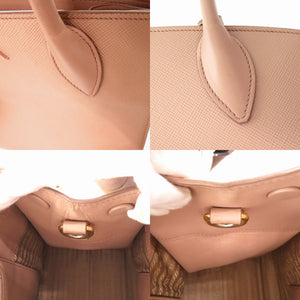 美品 プラダ モノクローム 1BA155 サフィアーノレザー ピンクベージュ 2WAYハンドバッグ 1277【中古】PRADA