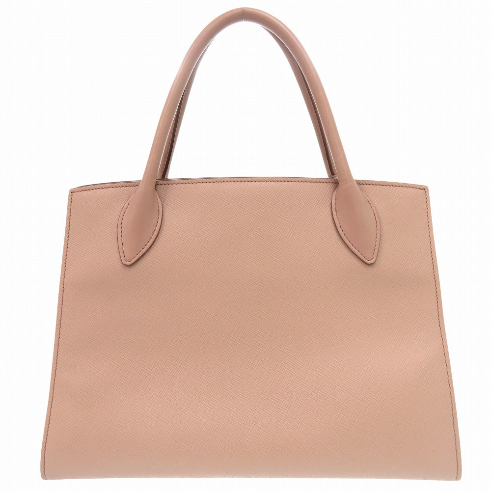 美品 プラダ モノクローム 1BA155 サフィアーノレザー ピンクベージュ 2WAYハンドバッグ 1277【中古】PRADA