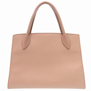 美品 プラダ モノクローム 1BA155 サフィアーノレザー ピンクベージュ 2WAYハンドバッグ 1277【中古】PRADA