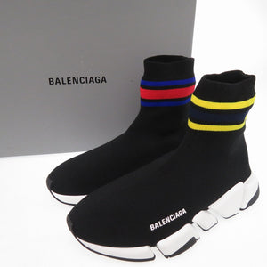 新品同様 バレンシアガ SPEED 2.0 スニーカー ファブリック ストライプ ラバー ブラック 1280【中古】BALENCIAGA