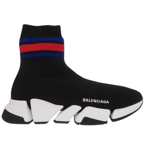 新品同様 バレンシアガ SPEED 2.0 スニーカー ファブリック ストライプ ラバー ブラック 1280【中古】BALENCIAGA