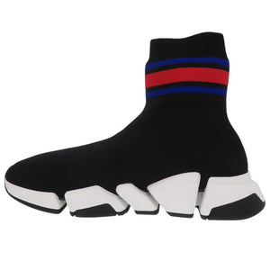 新品同様 バレンシアガ SPEED 2.0 スニーカー ファブリック ストライプ ラバー ブラック 1280【中古】BALENCIAGA
