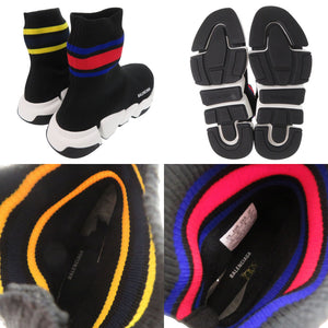 新品同様 バレンシアガ SPEED 2.0 スニーカー ファブリック ストライプ ラバー ブラック 1280【中古】BALENCIAGA