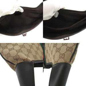 美品 グッチ GGキャンバス ジャッキー シェリー ワンショルダー 00963 レザー ブラウン ベージュ ブラック ショルダーバッグ 1282 【中古】 GUCCI