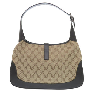 美品 グッチ GGキャンバス ジャッキー シェリー ワンショルダー 00963 レザー ブラウン ベージュ ブラック ショルダーバッグ 1282 【中古】 GUCCI