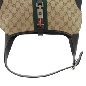 美品 グッチ GGキャンバス ジャッキー シェリー ワンショルダー 00963 レザー ブラウン ベージュ ブラック ショルダーバッグ 1282 【中古】 GUCCI
