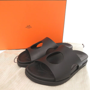 未使用品 エルメス エディット サイズ37 レザー ブラック サンダル 黒 1289【中古】HERMES レディース