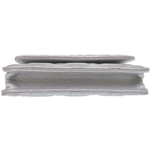 美品 シャネル ミニマトラッセ スターモチーフ チェーンカードケース ラインストーン レザー シルバー ミニバッグ 財布 1291【中古】CHANEL