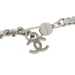 美品 シャネル ミニマトラッセ スターモチーフ チェーンカードケース ラインストーン レザー シルバー ミニバッグ 財布 1291【中古】CHANEL