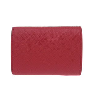 未使用 プラダ 1MH021 レザー サフィアーノメタル レッド 三つ折り財布 赤 1295【中古】PRADA
