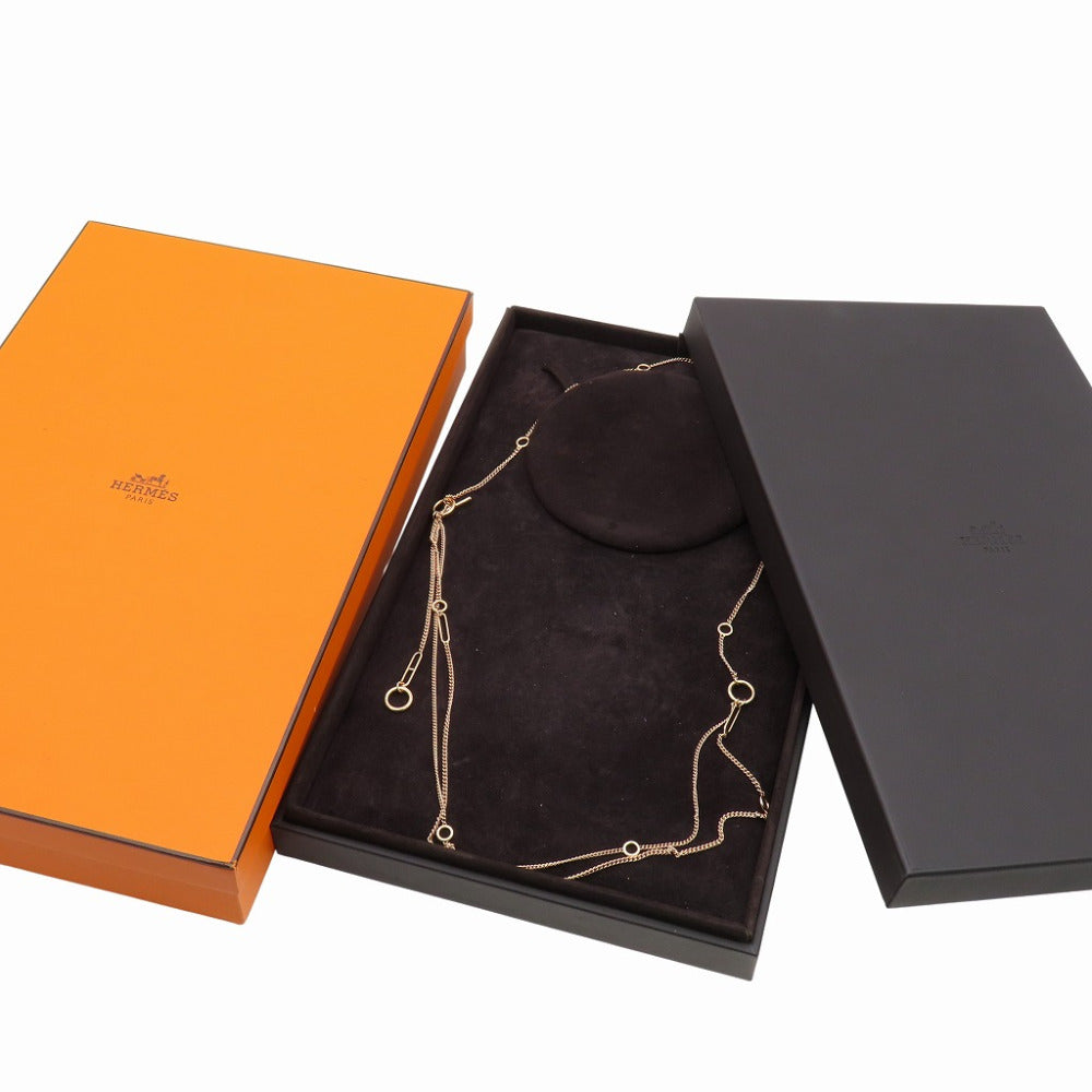 新品同様 エルメス エシャペ KL8PG ロング ネックレス 750 ピンクゴールド 35.3g ジュエリー 1314【中古】HERMES