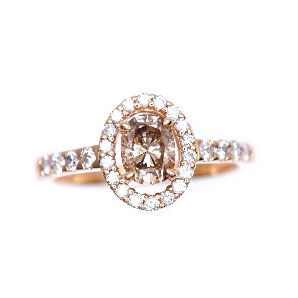美品 オーバルカットダイヤ0.53ct ダイヤ0.32ct k18PG リング ピンクゴールド/ダイヤモンド 11号 2.8g 指輪 ジュエリー 1316【中古】 レディース