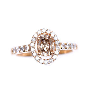 美品 オーバルカットダイヤ0.53ct ダイヤ0.32ct k18PG リング ピンクゴールド/ダイヤモンド 11号 2.8g 指輪 ジュエリー 1316【中古】 レディース
