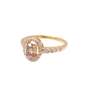 美品 オーバルカットダイヤ0.53ct ダイヤ0.32ct k18PG リング ピンクゴールド/ダイヤモンド 11号 2.8g 指輪 ジュエリー 1316【中古】 レディース