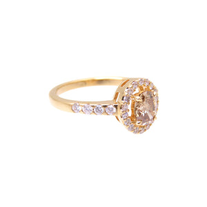 美品 オーバルカットダイヤ0.53ct ダイヤ0.32ct k18PG リング ピンクゴールド/ダイヤモンド 11号 2.8g 指輪 ジュエリー 1316【中古】 レディース